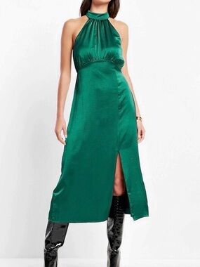 Express Navy Halter Midi Dress